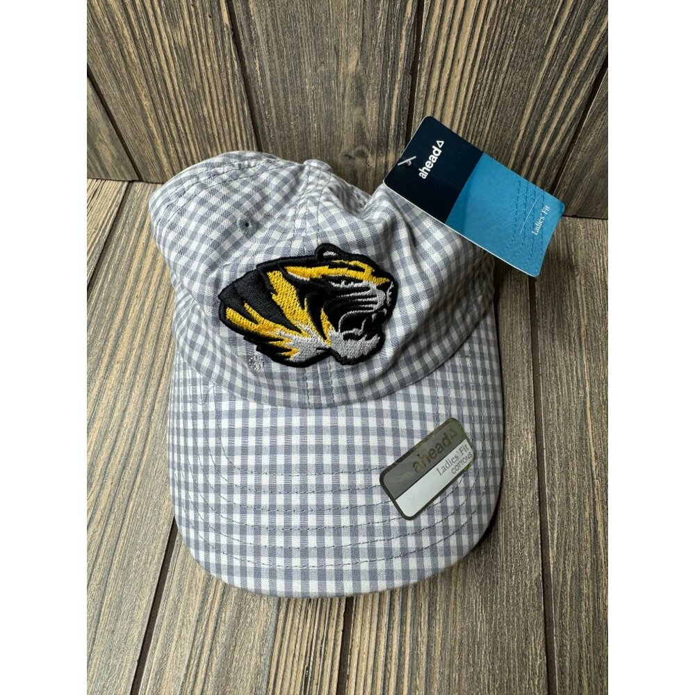 Ahead Womens Gingham Tiger Embroidered Adjustable Cap